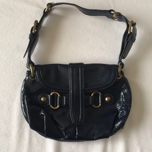 J Crew deep navy faux leather shoulder bag